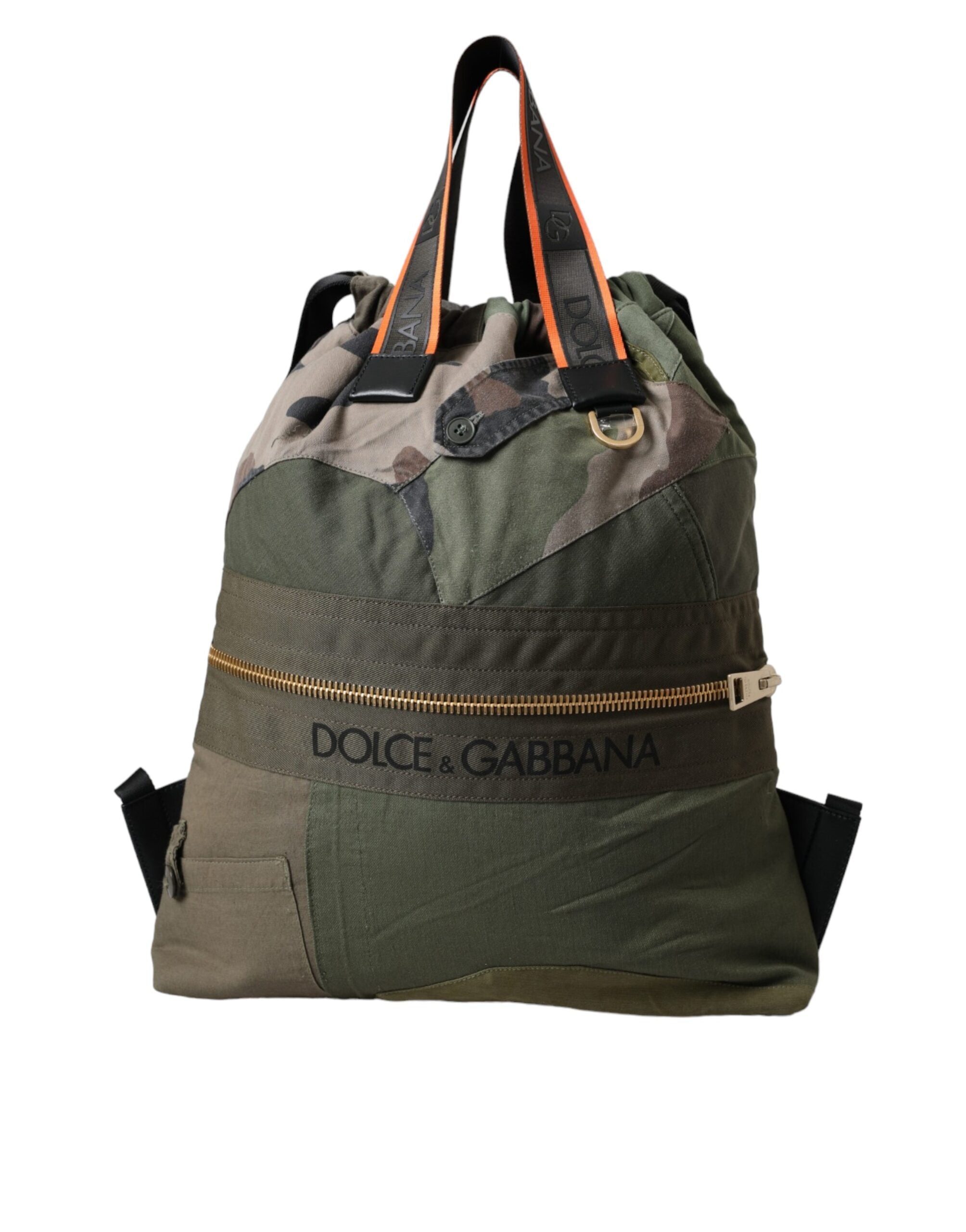 Dolce & Gabbana Military Green Patchwork Backpack Bag